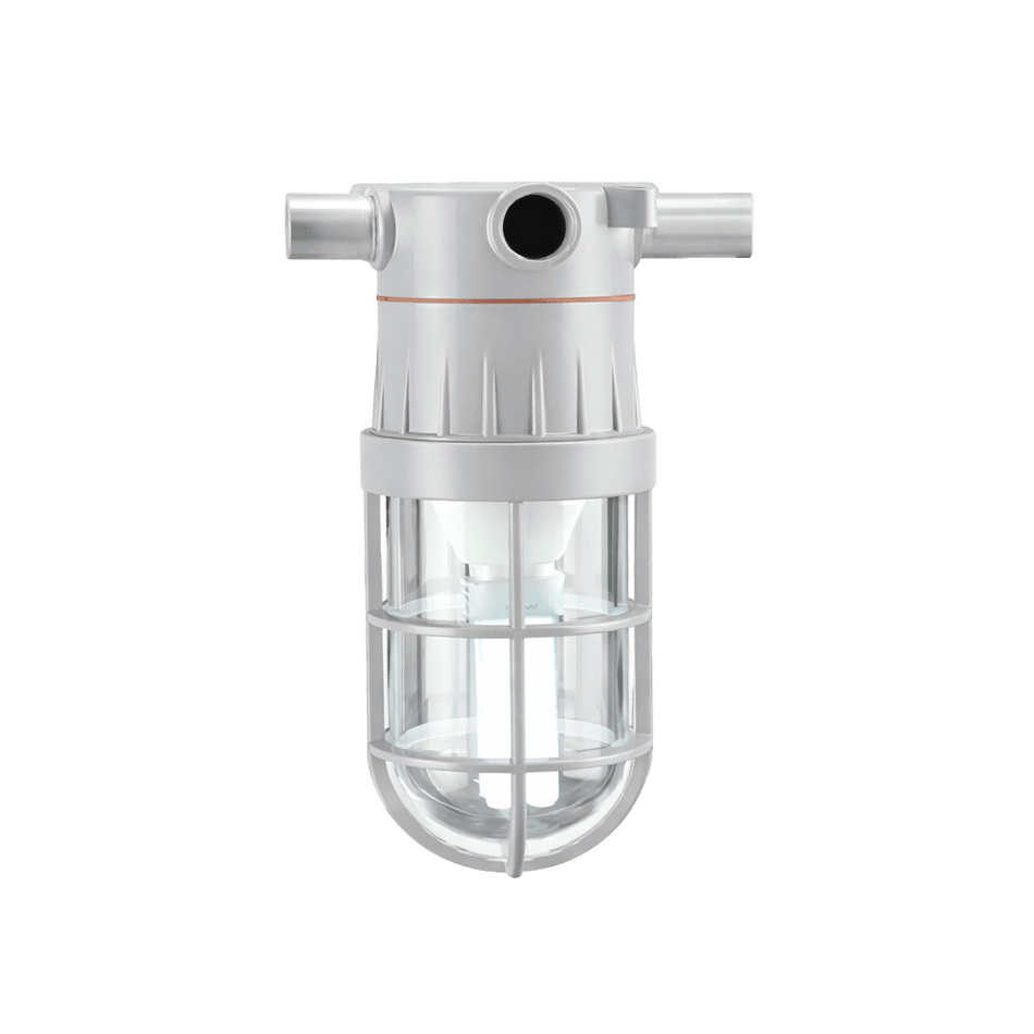 Portalámparas Industrial Montaje a Techo Caja CVX Vaso de Cristal y Guarda con Adaptador Largo Salida 1/2" Serie V100 RAWELT 27.01.3009